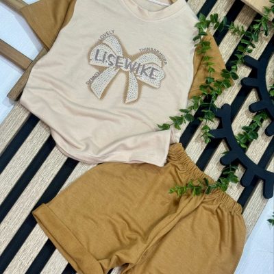 بلوز شلوارک پاپیونی دخترانه کد 3143